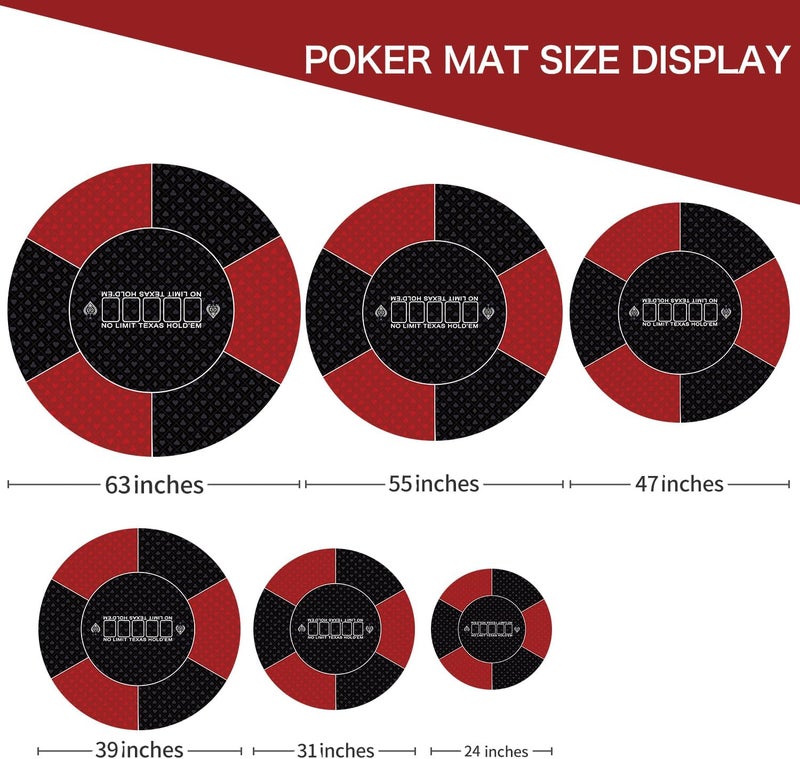 IKULE Texas Hold'em Poker Mat Water Repellent Portable Round Poker Table Top with Art Deco Layout Print Smooth Surface for Poker Games, Blackjack, Casin - Image 2